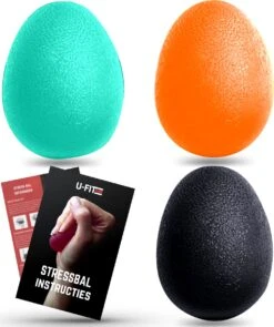 U Fit One® 3 Delige Stressbal Set Met Handleiding - Stressballen - Fidget - Handtrainer - Handknijper - Knijphalter- Onderarm Trainer - Grijper - Hand & Grip Trainer - RSI - Pols - Fitness - Ufitone