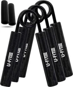 U-Fit One 3 Delige Metal Handtrainer Set - 90kg, 113kg, 136kg - Grip Trainer - Handknijper - Knijphalter - Armtrainer - Hand Knijper - Handgripper - Heavy Gripper - Onderarm - Buigveer - Zwart