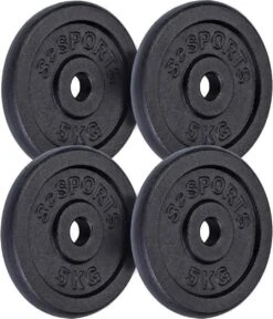 ScSPORTS® 20 Kg Halterschijven Set - Gietijzer - 30 Mm - 4x5 Kg - Gewichten