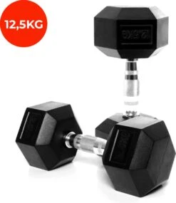 Core Power Hexa Dumbells Set - 2x 12,5 Kg - Gewichten Met Rubber Coating En Verchroomde Grip - Geschikt Voor Professioneel Gebruik, CrossFit En Thuis Fitness - Verkrijgbaar Van 1 Tm 25 Kg