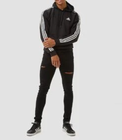 Adidas Essentials 3-Stripes Fleece Trui / Hoodie - Zwart Heren - Maat M -Fit Verkoop 1048x1200