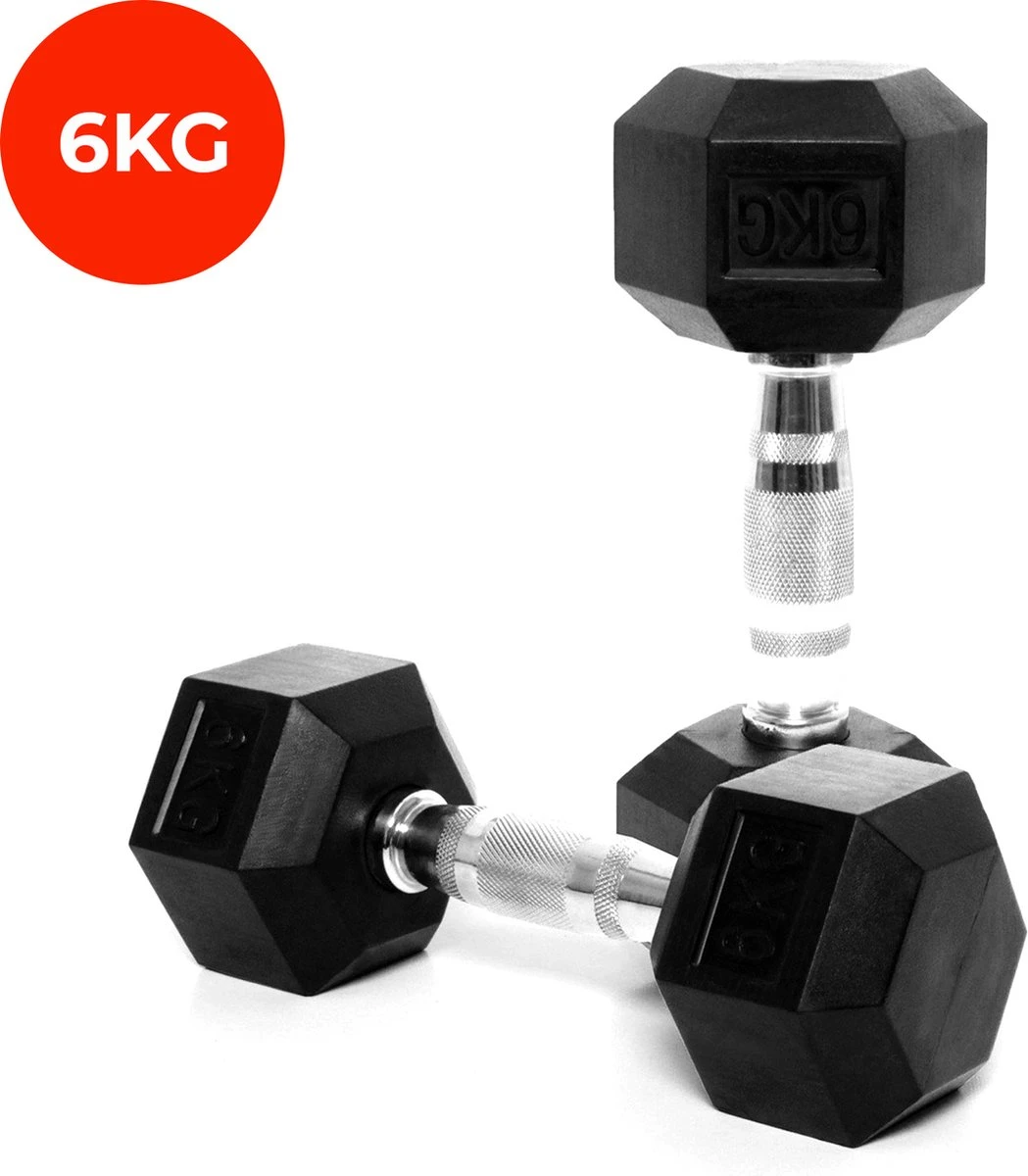 Core Power Hexa Dumbells Set - 2x 6 Kg - Gewichten Met Rubber Coating En Verchroomde Grip - Geschikt Voor Professioneel Gebruik, CrossFit En Thuis Fitness - Verkrijgbaar Van 1 Tm 25 Kg 3 Core Power Hexa Dumbells Set - 2x 6 Kg - Gewichten Met Rubber Coating En Verchroomde Grip - Geschikt Voor Professioneel Gebruik, CrossFit En Thuis Fitness - Verkrijgbaar Van 1 Tm 25 Kg