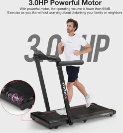 Merkloos Loopband - 2 In 1 Opvouwbare Draagbare Loopband - Elektrische Loopband - Met Monitor - Antislip - Verplaatsen En Op Te Bergen - Voor Thuis En Kantoor Gym 1-16 Km/u - 3.0HP - Zwart（excl.Smeerolie） -Fit Verkoop 1110x1200 1