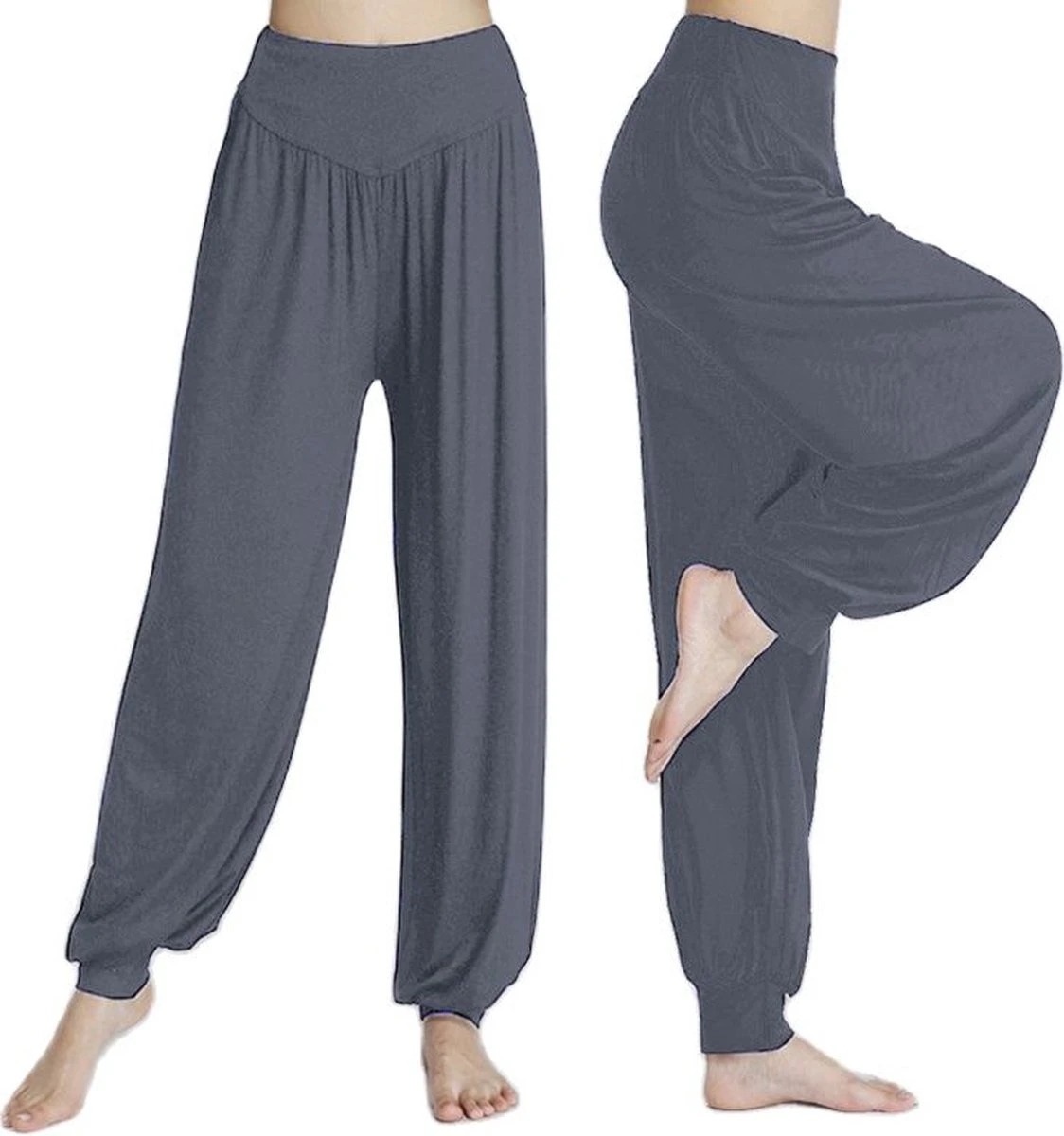 Harembroek - Yogabroek - Chillbroek - Donkergrijs - XXL - Harempants - Luchtige Broek - Loose Pants 3 Harembroek - Yogabroek - Chillbroek - Donkergrijs - XXL - Harempants - Luchtige Broek - Loose Pants