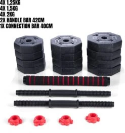 Umbro Halterset - 20 KG - Verstelbare Dumbells En Barbell - Gewichten Van 1.25 KG, 1.5KG En 2KG - Kunststof -Fit Verkoop 1129x1200 3