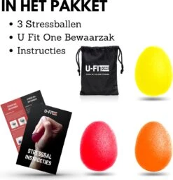 U-Fit One 3 Stuks Stressbal- Stressballen - Fidget - Handtrainer - Handknijper - Knijphalter -Fit Verkoop 1160x1200 5