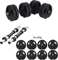 ECGSPOR Verstelbare Dumbbells - 2 X 10 Kg - Halterset / Dumbbell Set 20 Kg - Zwart