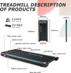 Citysports Loopband WP2 - Wandelband - LCD - Bluetooth - Fitnessapparatuur - 1-6km/h- Loopband Voor Thuis/kantoor -Fit Verkoop 1166x1200