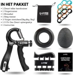 U-Fit One 7 Delige Handtrainer Set - Verstelbare Teller Handgrip - Handknijper - Knijphalter - Stressbal - Vingertrainer - Onderarm Trainer -Fit Verkoop 1168x1200 2