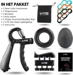 U-Fit One 7 Delige Handtrainer Set - Verstelbare Teller Handgrip - Handknijper - Knijphalter - Stressbal - Vingertrainer - Onderarm Trainer -Fit Verkoop 1174x1200 2
