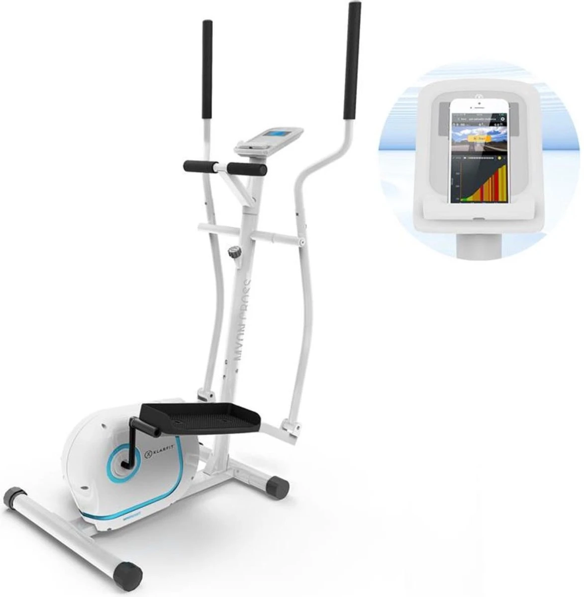 Klarstein Myon Cross - Crosstrainer - 12kg Vliegwielmassa - Magnetisch Remsysteem - Tablethouder En Kinomap-app 3 Klarstein Myon Cross - Crosstrainer - 12kg Vliegwielmassa - Magnetisch Remsysteem - Tablethouder En Kinomap-app