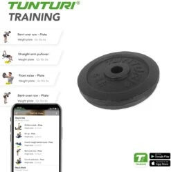 Tunturi Halterschijf - Halter Gewichten - 1 X 5 Kg - Ø 30 Mm - Gietijzer - Incl. Gratis Fitness App -Fit Verkoop 1188x1200 18