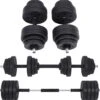 Songmics Dumbells - Halterset - Gewichten - Dumbells Set - Halters Verstelbaar - Met Verbindingsbuis - Set Van 30 Kg - Geel - Zwart