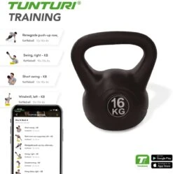 Tunturi PVC Kettle Bell - Kettlebell - 16 Kg - Incl. Gratis Fitness App -Fit Verkoop 1188x1200 9