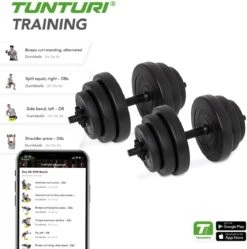 Tunturi Gewichten - Halterset - Dumbbell Set - 2 Stuks - Totaal 28kg - Zwart - Vinyl - Incl. Gratis Fitness App -Fit Verkoop 1192x1200 7