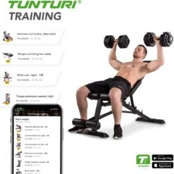 Tunturi UB80 Halterbank Verstelbaar - Fitnessbank Belastbaar Tot 200kg - Trainingsbank & Buikspierbank In één - Incl. Gratis Tunturi Training App -Fit Verkoop 1198x1200 4