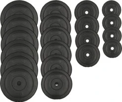 Halterbank Inc. 105 Kg GEWICHTEN - Sportbank - Fitnessbank + Halterschijven + 2 Halterstangen + 4 Dumbbell Stangen - Multifunctioneel - Volledig Instelbaar – Opklapbaar -Fit Verkoop 1200x1000 1