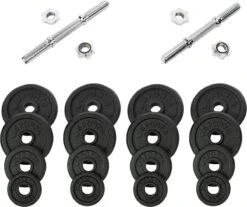 RS Sports Dumbellset - Halterset Met Gewichten - Totaal 30 Kg - 2 Stangen - Zwart -Fit Verkoop 1200x1007