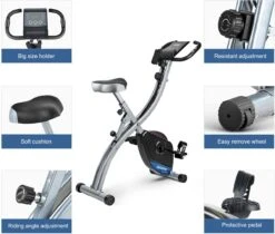 K IKIDO Indoorfietsen - X-Bike Hometrainer - Hometrainers - Fitness Fiets Opvouwbaar - Inklapbare - Tablethouder - Ergometer - 8 Weerstandsniveaus - Fitness Bike - Max. 135 Kg -Fit Verkoop 1200x1018 1