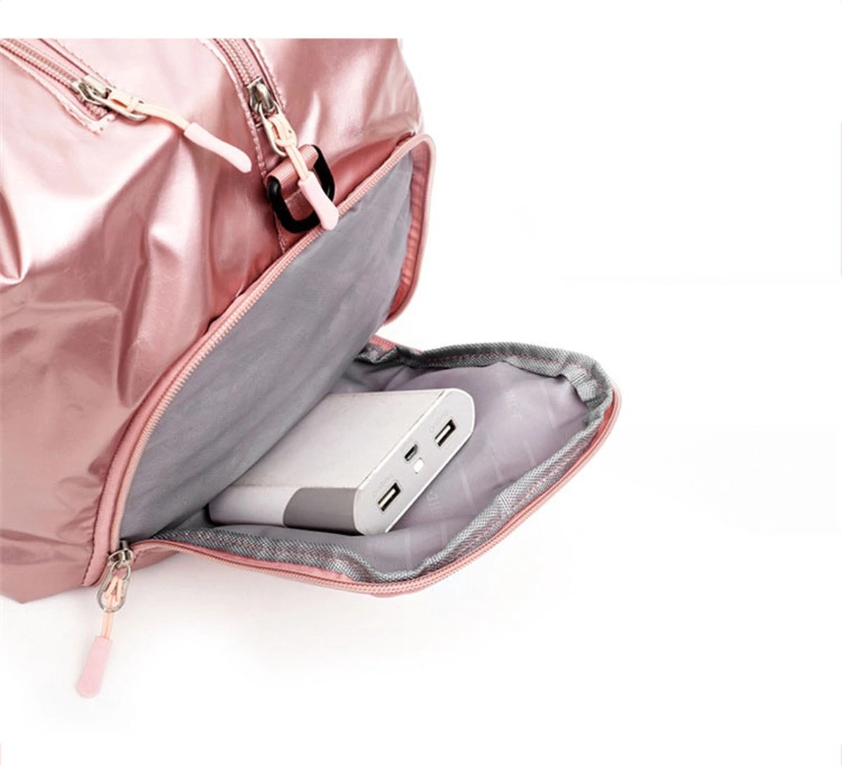 Merkloos Pink Gloss Duffel Bag | Medium Dames Sport Tas | 30 Liter - Roze 13 Merkloos Pink Gloss Duffel Bag | Medium Dames Sport Tas | 30 Liter - Roze - Afbeelding 11