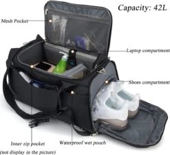 CySILI® Reistas, Sporttas, Kan Als Rugzak Gedragen Worden, Handbagage, Met Schoenenvak En Vak Voor Natte Spullen, Met Cijferslot - Voor Dames En Heren - Tas Voor Sport, Fitness, 42 Liter Inhoud, Gym - Travel Bag & Duffel Bag -Fit Verkoop 1200x1099 2