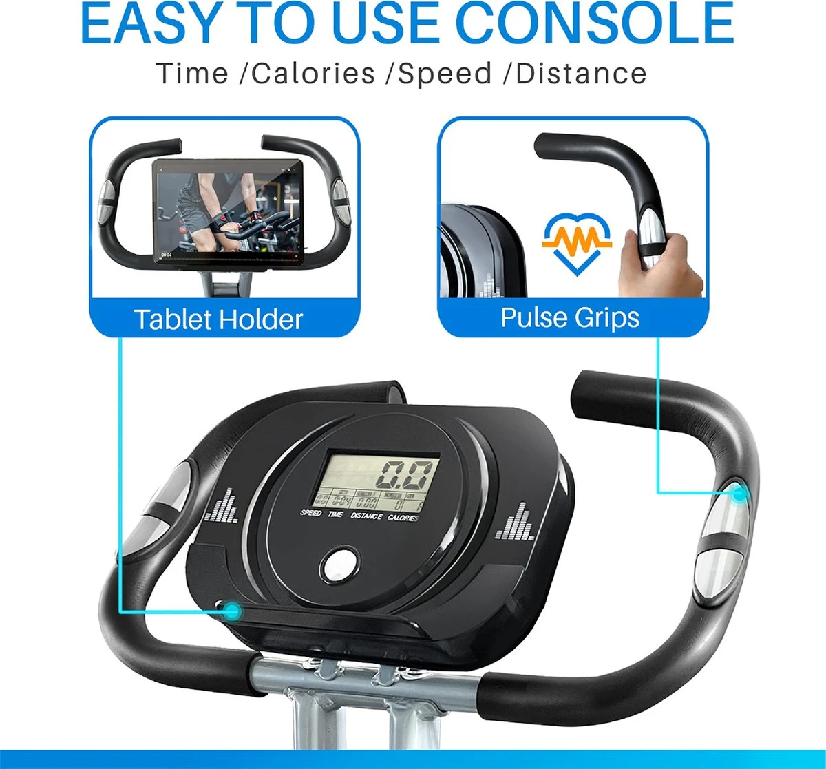 FOXSPORT X-Bike Hometrainer - Fitness Fiets Opvouwbaar - 8 Weerstandsniveaus - Ergometer - Polssensor - Trainingscomputer - Inklapbaar - 8 Standen - Max. 136 Kg 13 FOXSPORT X-Bike Hometrainer - Fitness Fiets Opvouwbaar - 8 Weerstandsniveaus - Ergometer - Polssensor - Trainingscomputer - Inklapbaar - 8 Standen - Max. 136 Kg - Afbeelding 11