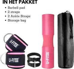 U Fit One Barbell Pad & 2 Stuks Ankle Straps Set - Enkelband - Ankle Cuff Strap - Enkel Strap - Billen Trainer - Nekbeschermer - Barpad - Squat Sponge Bar Pad - Schouderpad - Halterstang - Lunges - Hip Thrust - Roze -Fit Verkoop 1200x1131 3