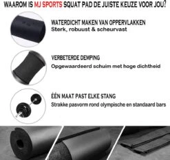 MJ Sports Premium Barbell Pad - Nekbeschermer - Barpad - Nekkussen - Squats - Hip Thrusts - Fitness - Zwart -Fit Verkoop 1200x1134 4
