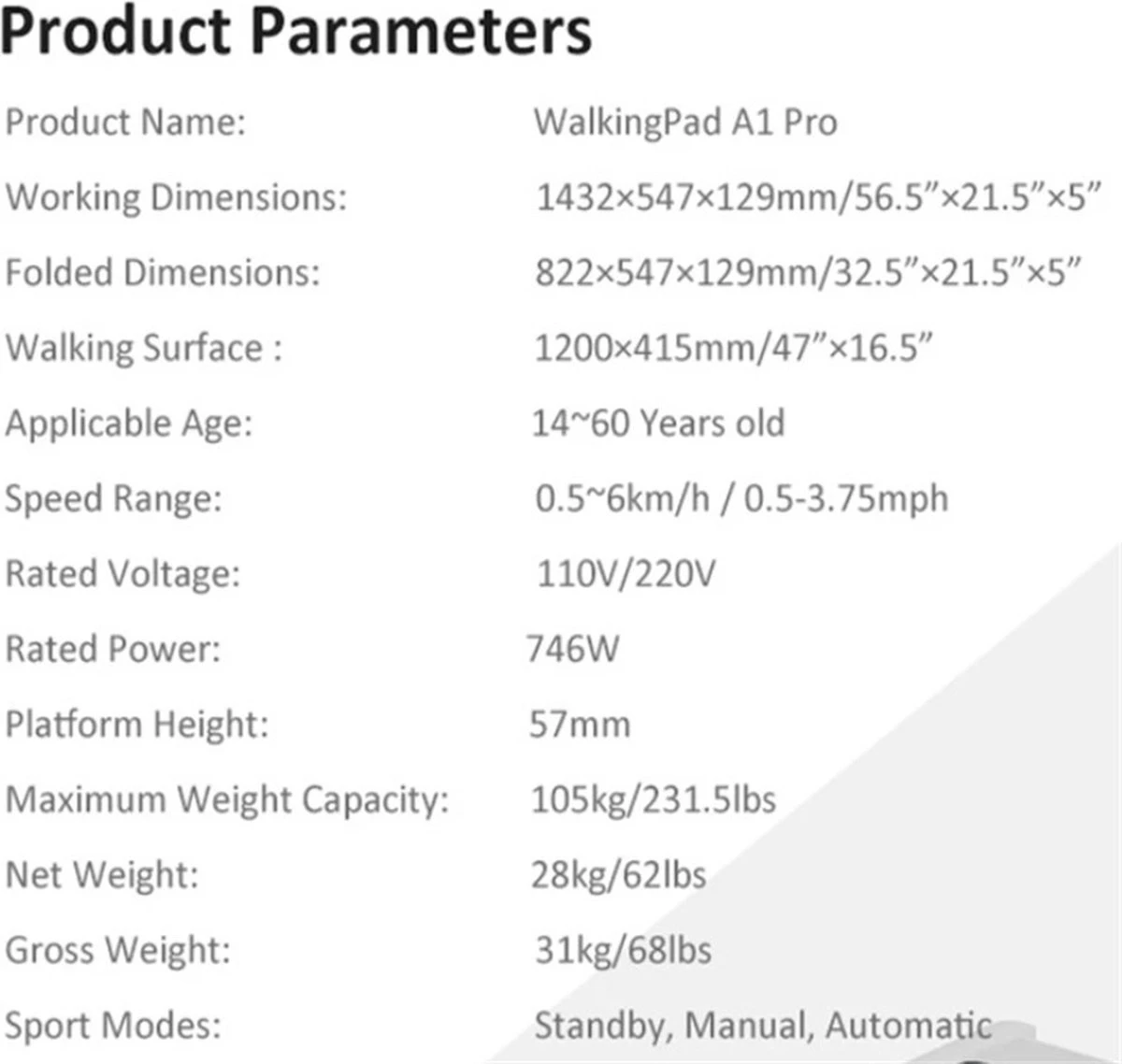 WalkingPad A1 PRO 746W Inklapbaar Elektrisch Loopband Fitness Walking Pad-0.5~6km/h -Automatische Snelheidsregeling Workout App-met LED Scherm/Afstandsbediening/Wiel-voor Thuis En Kantoor 18 WalkingPad A1 PRO 746W Inklapbaar Elektrisch Loopband Fitness Walking Pad-0.5~6km/h -Automatische Snelheidsregeling Workout App-met LED Scherm/Afstandsbediening/Wiel-voor Thuis En Kantoor - Afbeelding 16
