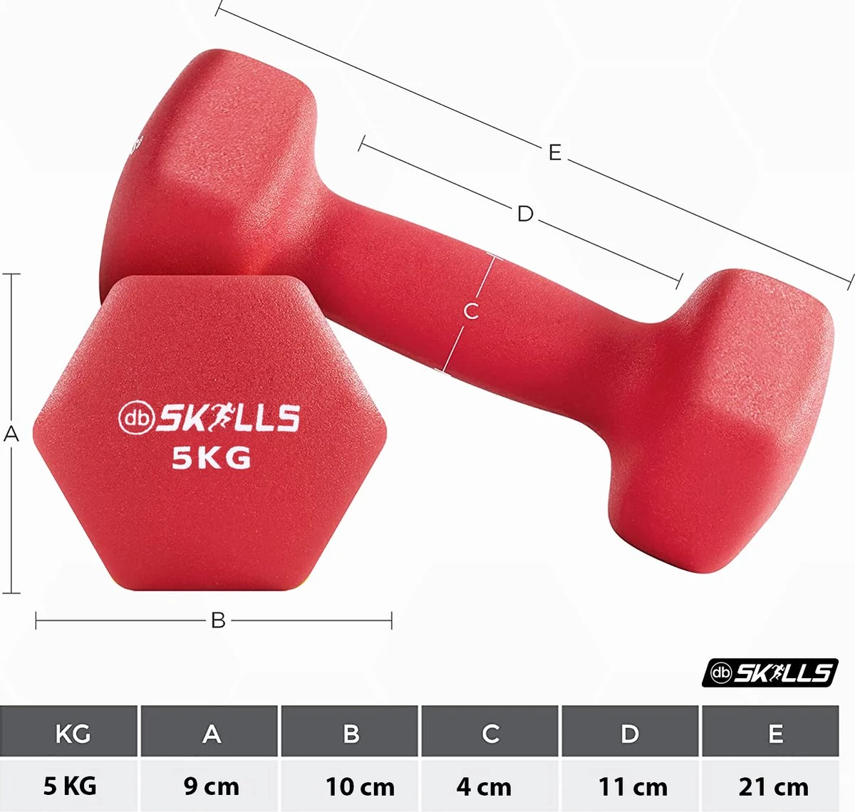 Db SKILLS 5KG Dumbbell Set Van 2 Stuks - Gewichten - Fitness - Sport - Vandaag Voor 19:00 Uur Besteld Is Vandaag Verzonden 5 Db SKILLS 5KG Dumbbell Set Van 2 Stuks - Gewichten - Fitness - Sport - Vandaag Voor 19:00 Uur Besteld Is Vandaag Verzonden - Afbeelding 3