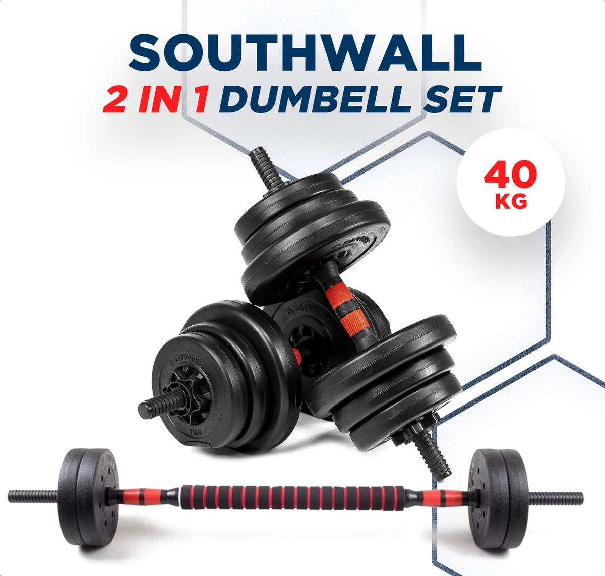 SOUTHWALL Dumbbells Set Verstelbaar Met Halterstang Tot 40kg – Verstelbare Halterset – Fitness Stang – Fitness Gewichten Set – Professionele 2-in-1 Dumbbellset – Home Gym – Krachttraining – Gebruiksvriendelijk – Multifunctioneel – Dumbell Set 40 Kg 3 SOUTHWALL Dumbbells Set Verstelbaar Met Halterstang Tot 40kg – Verstelbare Halterset – Fitness Stang – Fitness Gewichten Set – Professionele 2-in-1 Dumbbellset – Home Gym – Krachttraining – Gebruiksvriendelijk – Multifunctioneel – Dumbell Set 40 Kg