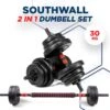 SOUTHWALL Dumbbells Set Verstelbaar Met Halterstang Tot 30kg – Verstelbare Halterset – Fitness Stang – Fitness Gewichten Set – Professionele 2-in-1 Dumbbellset – Gebruiksvriendelijk – Multifunctioneel – Dumbell Set 30 Kg – Rood/Zwart -Fit Verkoop 1200x1142 5