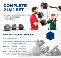 SOUTHWALL Dumbbells Set Verstelbaar Met Halterstang Tot 30kg – Verstelbare Halterset – Fitness Stang – Fitness Gewichten Set – Professionele 2-in-1 Dumbbellset – Gebruiksvriendelijk – Multifunctioneel – Dumbell Set 30 Kg – Rood/Zwart -Fit Verkoop 1200x1142 6