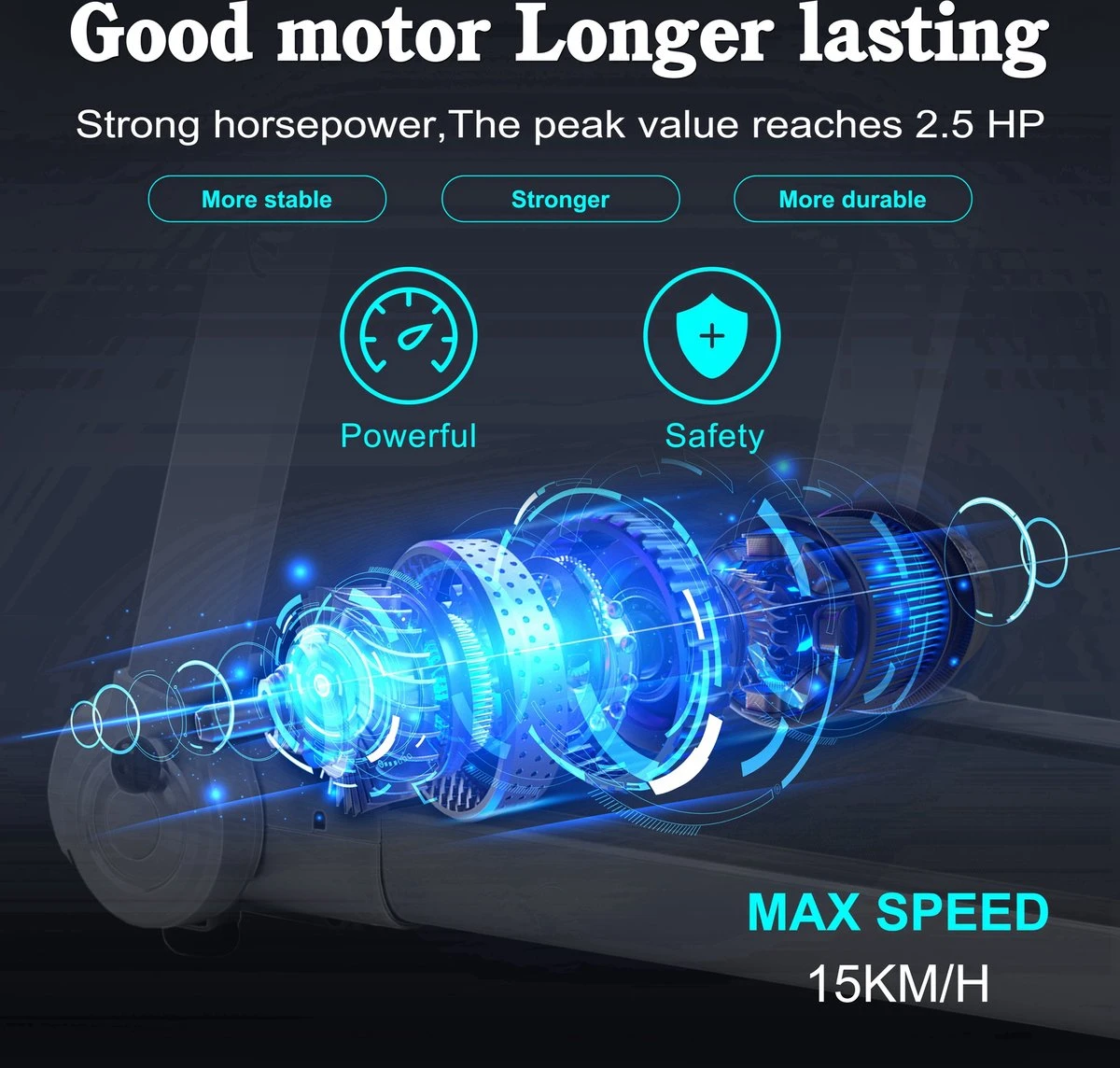 Merax Elektrische Loopband - Opvouwbaar - Inklapbaar Hardloopband - Professioneel - Fitness Hometrainer - Zilver Met Zwart 5 Merax Elektrische Loopband - Opvouwbaar - Inklapbaar Hardloopband - Professioneel - Fitness Hometrainer - Zilver Met Zwart - Afbeelding 3