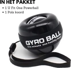 U-Fit One PowerBall Met Autostart - Forceball - WristBall - Spinner - Handtrainer - Polstrainer - Stressbal - Zwart -Fit Verkoop 1200x1150 2