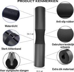 MJ Sports Premium Barbell Pad - Nekbeschermer - Barpad - Nekkussen - Squats - Hip Thrusts - Fitness - Zwart -Fit Verkoop 1200x1162 10