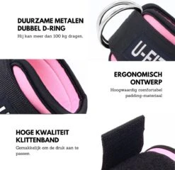 U Fit One Barbell Pad & 2 Stuks Ankle Straps Set - Enkelband - Ankle Cuff Strap - Enkel Strap - Billen Trainer - Nekbeschermer - Barpad - Squat Sponge Bar Pad - Schouderpad - Halterstang - Lunges - Hip Thrust - Roze -Fit Verkoop 1200x1166 2