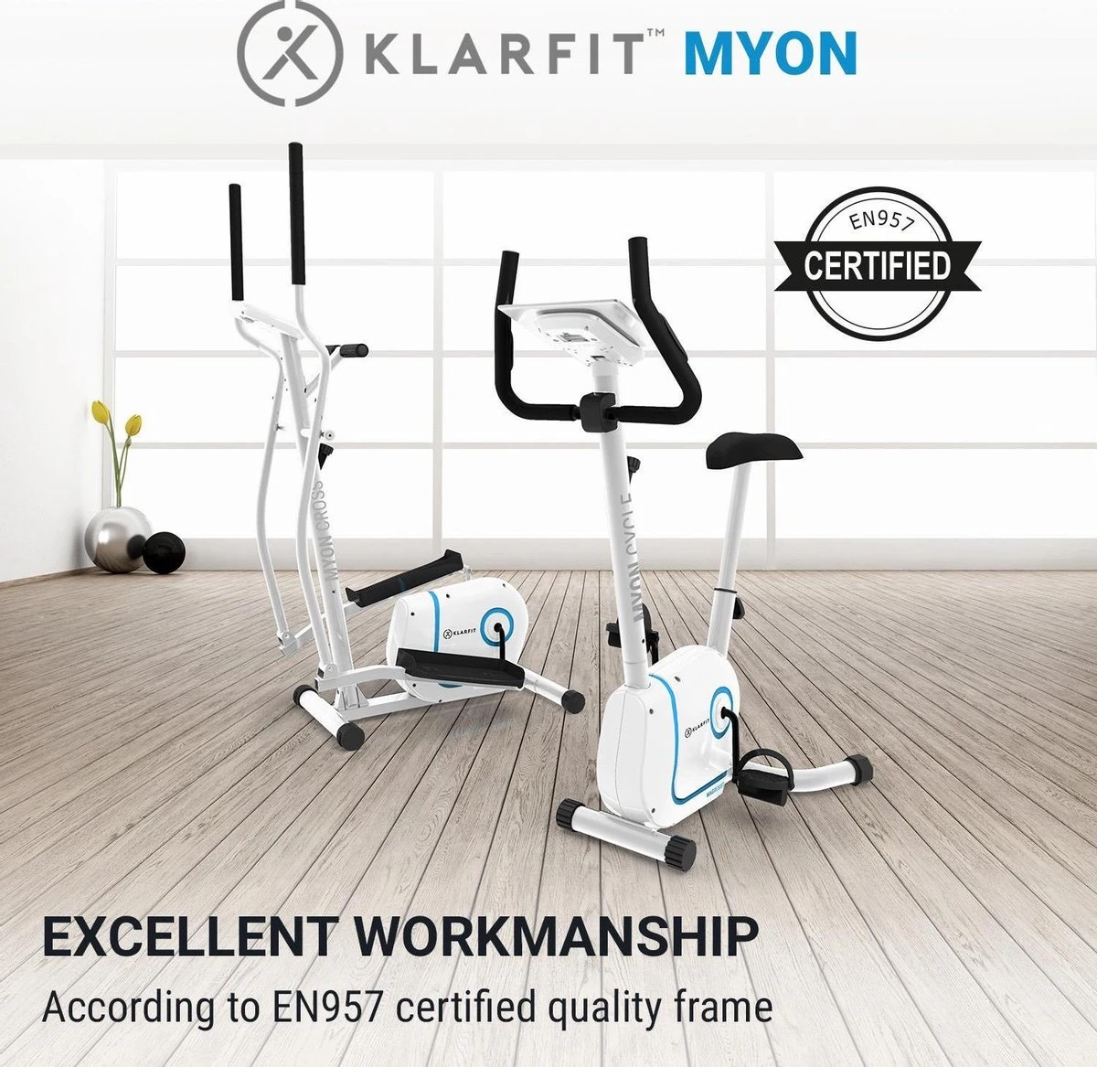 Klarfit Myon Cycle Hometrainer - Fitness Fiets - 8 Standen - Cardio Bike Met Trainingscomputer - Magnetisch Remsysteem - 12kg Vliegwielmassa - SmartCardio Studio Met Tablethouder En Kinomap-app 9 Klarfit Myon Cycle Hometrainer - Fitness Fiets - 8 Standen - Cardio Bike Met Trainingscomputer - Magnetisch Remsysteem - 12kg Vliegwielmassa - SmartCardio Studio Met Tablethouder En Kinomap-app - Afbeelding 7
