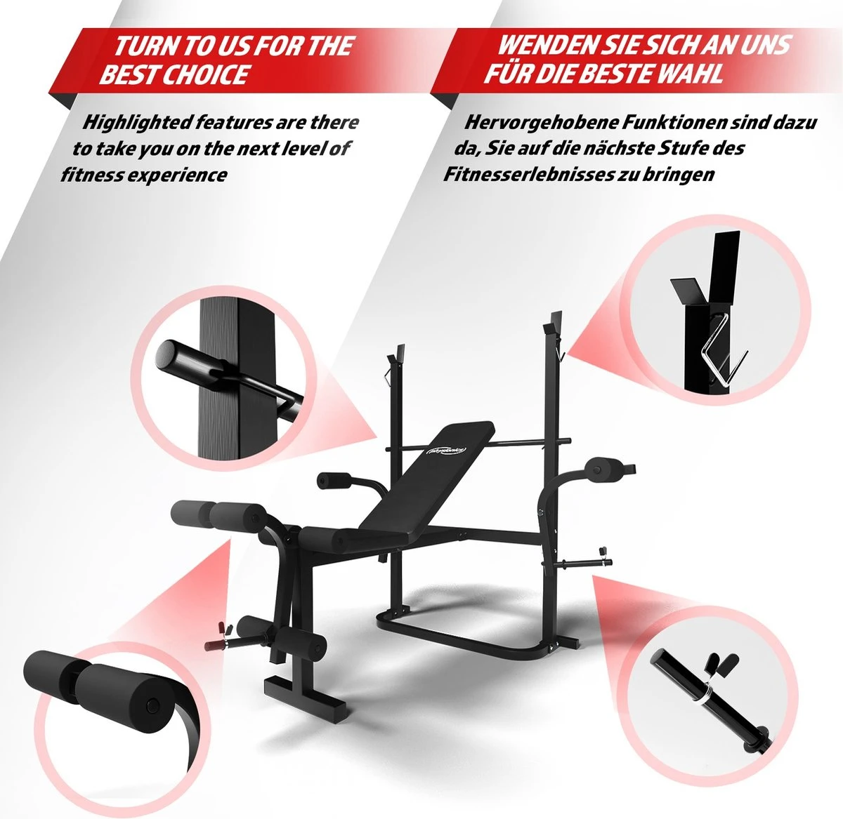 Physionics - Multifunctionele Halterbank - Butterfly Oefening, Sit-ups - Krachttraining - Training Benen - Verstelbare Rugleuning In 4 Standen, Maximum Draagvermogen 255kg - Zwart 12 Physionics - Multifunctionele Halterbank - Butterfly Oefening, Sit-ups - Krachttraining - Training Benen - Verstelbare Rugleuning In 4 Standen, Maximum Draagvermogen 255kg - Zwart - Afbeelding 10