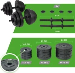 Tunturi Gewichten - Halterset - Dumbbell Set - 2 Stuks - Totaal 28kg - Zwart - Vinyl - Incl. Gratis Fitness App -Fit Verkoop 1200x1170 3