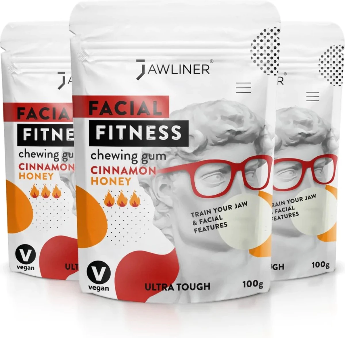 Jawliner Fitness Kauwgom Cinnamon Honey - Kaak Trainer Voor Kaakspier Oefeningen - Strakke Kaaklijn 6 Jawliner Fitness Kauwgom Cinnamon Honey - Kaak Trainer Voor Kaakspier Oefeningen - Strakke Kaaklijn - Afbeelding 4