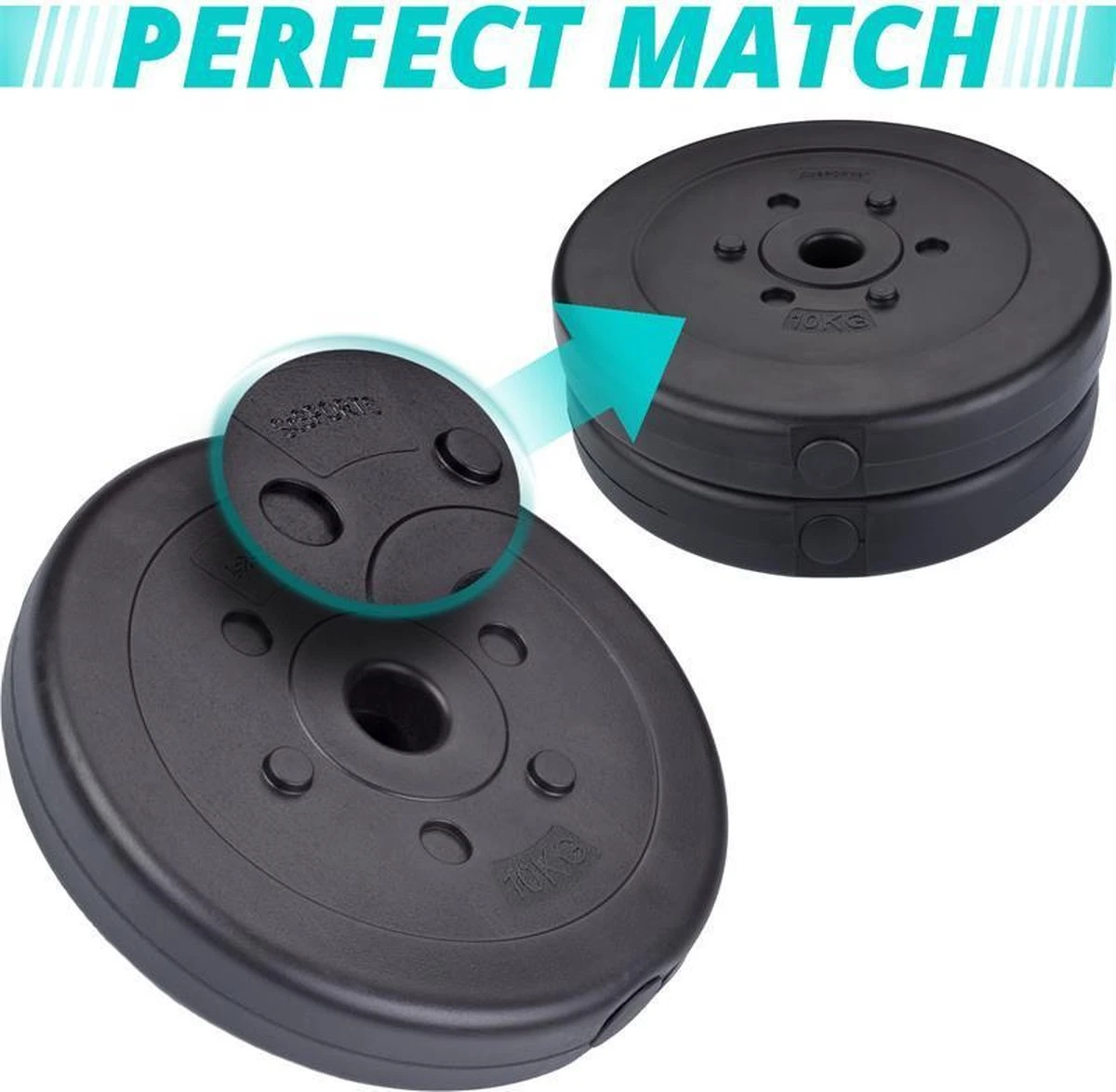 ScSPORTS® Halterschijven Set 20 Kg - Kunststof - 30 Mm - 2 X 10 Kg - Gewichten 7 ScSPORTS® Halterschijven Set 20 Kg - Kunststof - 30 Mm - 2 X 10 Kg - Gewichten - Afbeelding 5