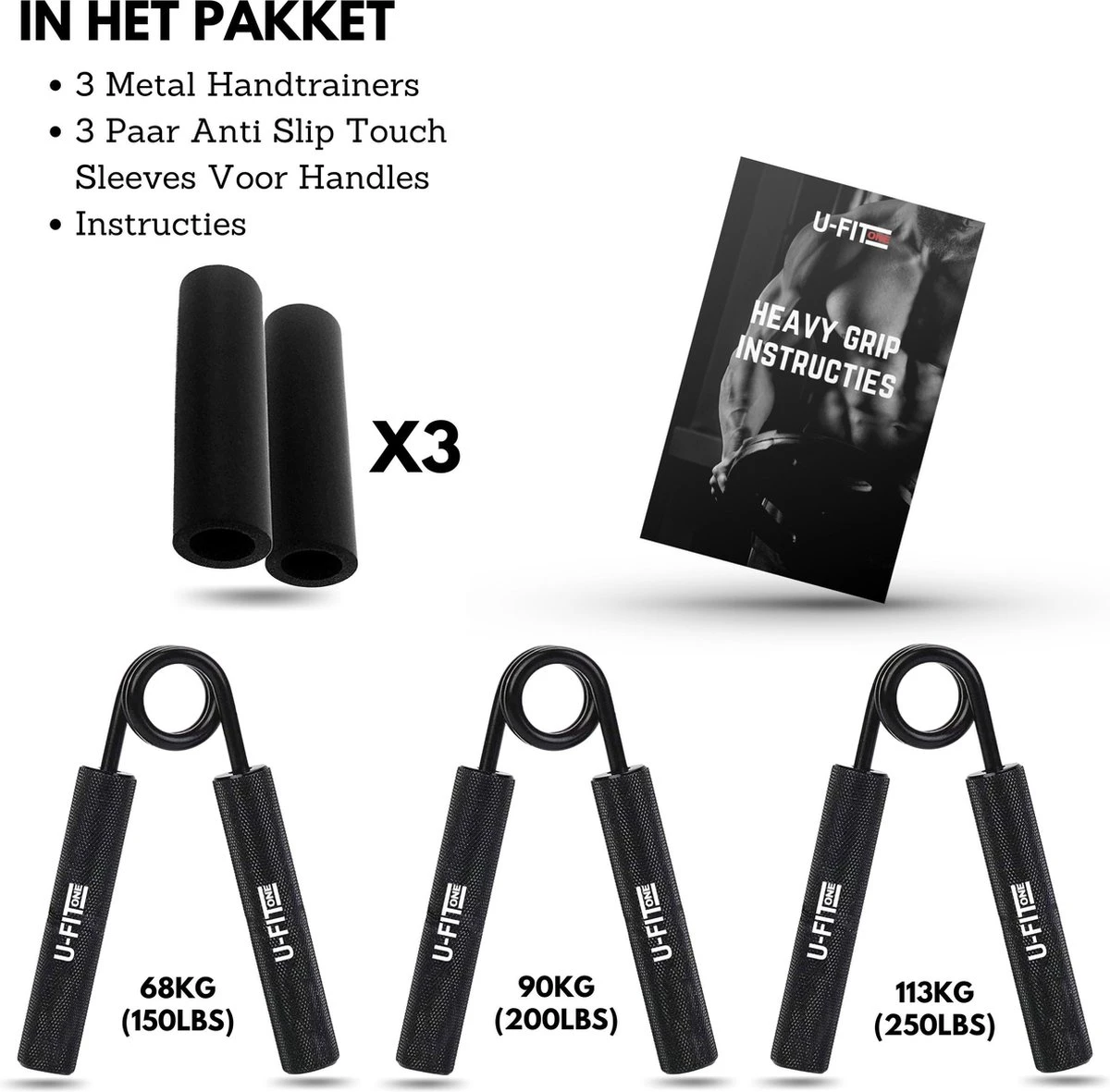 U-Fit One 3 Delige Metal Handtrainer Set - 68kg, 90kg, 113kg - Grip Trainer - Handknijper - Knijphalter - Armtrainer - Hand Knijper - Handgripper - Heavy Gripper - Onderarm - Buigveer 10 U-Fit One 3 Delige Metal Handtrainer Set - 68kg, 90kg, 113kg - Grip Trainer - Handknijper - Knijphalter - Armtrainer - Hand Knijper - Handgripper - Heavy Gripper - Onderarm - Buigveer - Afbeelding 8