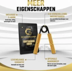 Gouden Grip Handknijper Level 4 (90kg) + GRATIS Griptraining E-book - Handtrainer - Handgripper - Handknijper Fitness - Knijphalter - Onderarm Trainer - Heavy Grip - Buigveer -Fit Verkoop 1200x1187 15