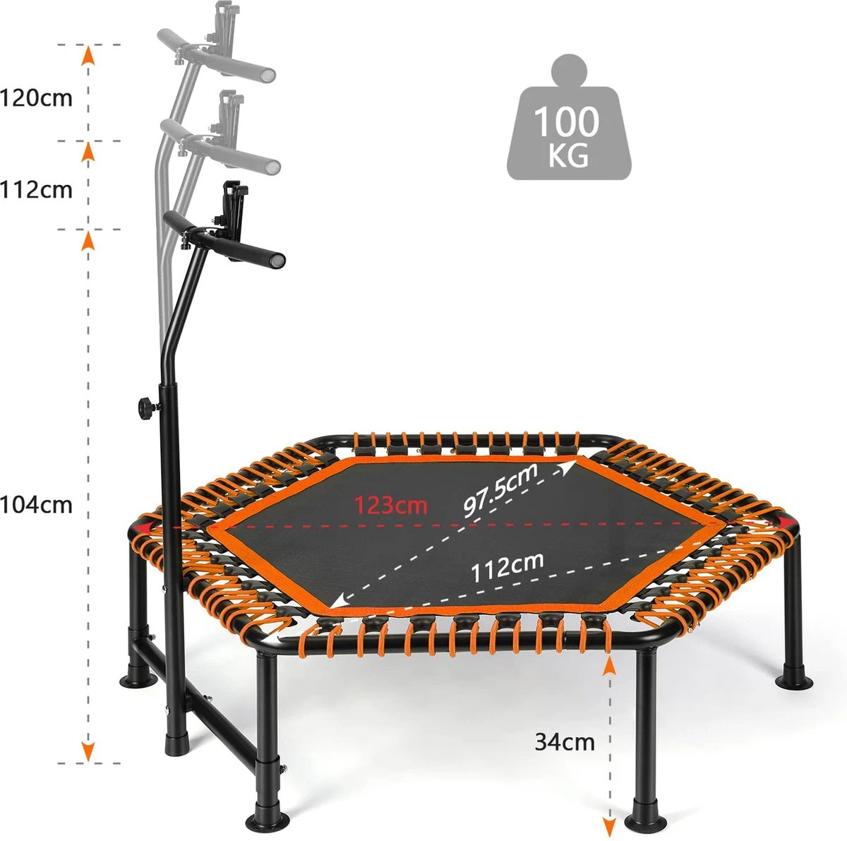 FOXSPORT Trampoline - Jump - Fitness - Volwassene Of Kindertrampoline - Met Telefoonhouder - Fitness Trampoline Met Handvat - Mini Trampoline - Kleine Trampoline - Sport Trampoline - Inclusief Handgrip - Fitnesstrampolines - Vereist Montage - 123 Cm 6 FOXSPORT Trampoline - Jump - Fitness - Volwassene Of Kindertrampoline - Met Telefoonhouder - Fitness Trampoline Met Handvat - Mini Trampoline - Kleine Trampoline - Sport Trampoline - Inclusief Handgrip - Fitnesstrampolines - Vereist Montage - 123 Cm - Afbeelding 4