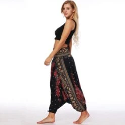 Merkloos Yoga Trousers Baggy Boho Jumpsuit Gym Rood Zwart- Vrouwen - Maat M -Fit Verkoop 1200x1195 11