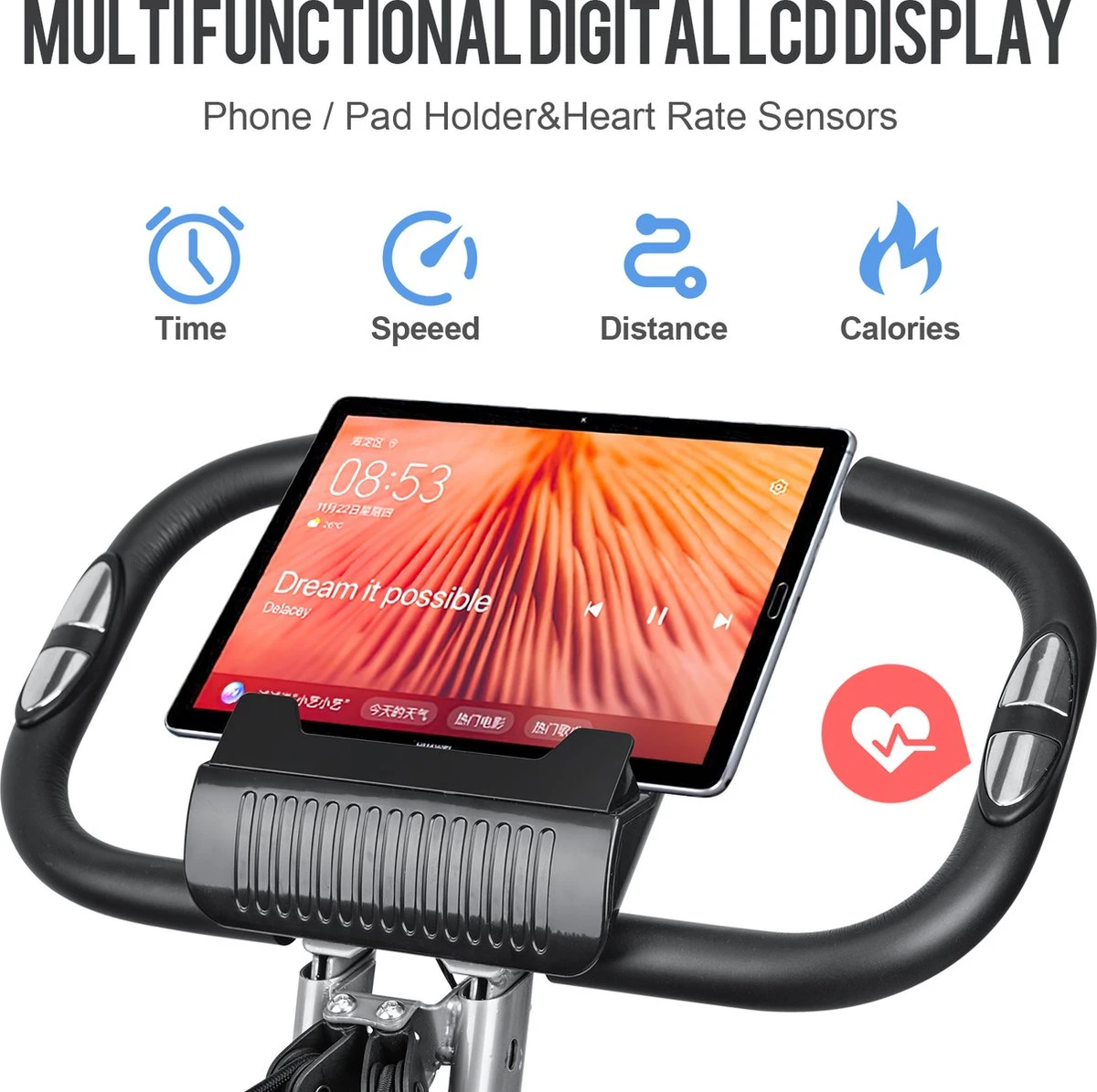 FOXSPORT X-Bike Hometrainer - Fitness Fiets Opvouwbaar - 8 Weerstandsniveaus - Ergometer - Polssensor - Trainingscomputer - Inklapbaar - 8 Standen - Max. 136 Kg 5 FOXSPORT X-Bike Hometrainer - Fitness Fiets Opvouwbaar - 8 Weerstandsniveaus - Ergometer - Polssensor - Trainingscomputer - Inklapbaar - 8 Standen - Max. 136 Kg - Afbeelding 3