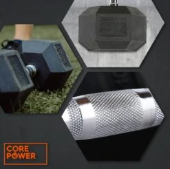 Core Power Hexa Dumbells Set - 2x 12,5 Kg - Gewichten Met Rubber Coating En Verchroomde Grip - Geschikt Voor Professioneel Gebruik, CrossFit En Thuis Fitness - Verkrijgbaar Van 1 Tm 25 Kg -Fit Verkoop 1200x1197 11