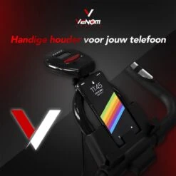 Venom Sports Hometrainer Fiets – Fitness Fiets – Professionele Indoor Cycle Met Lage Instap – Hometrainer Fitness – Hoge Stabiliteit – Spinningfiets – Cardio Bike – LCD Scherm – Verstelbaar – V-belt Aandrijving – Tot 175cm En 150kg – Zwart/Rood -Fit Verkoop 1200x1200 101