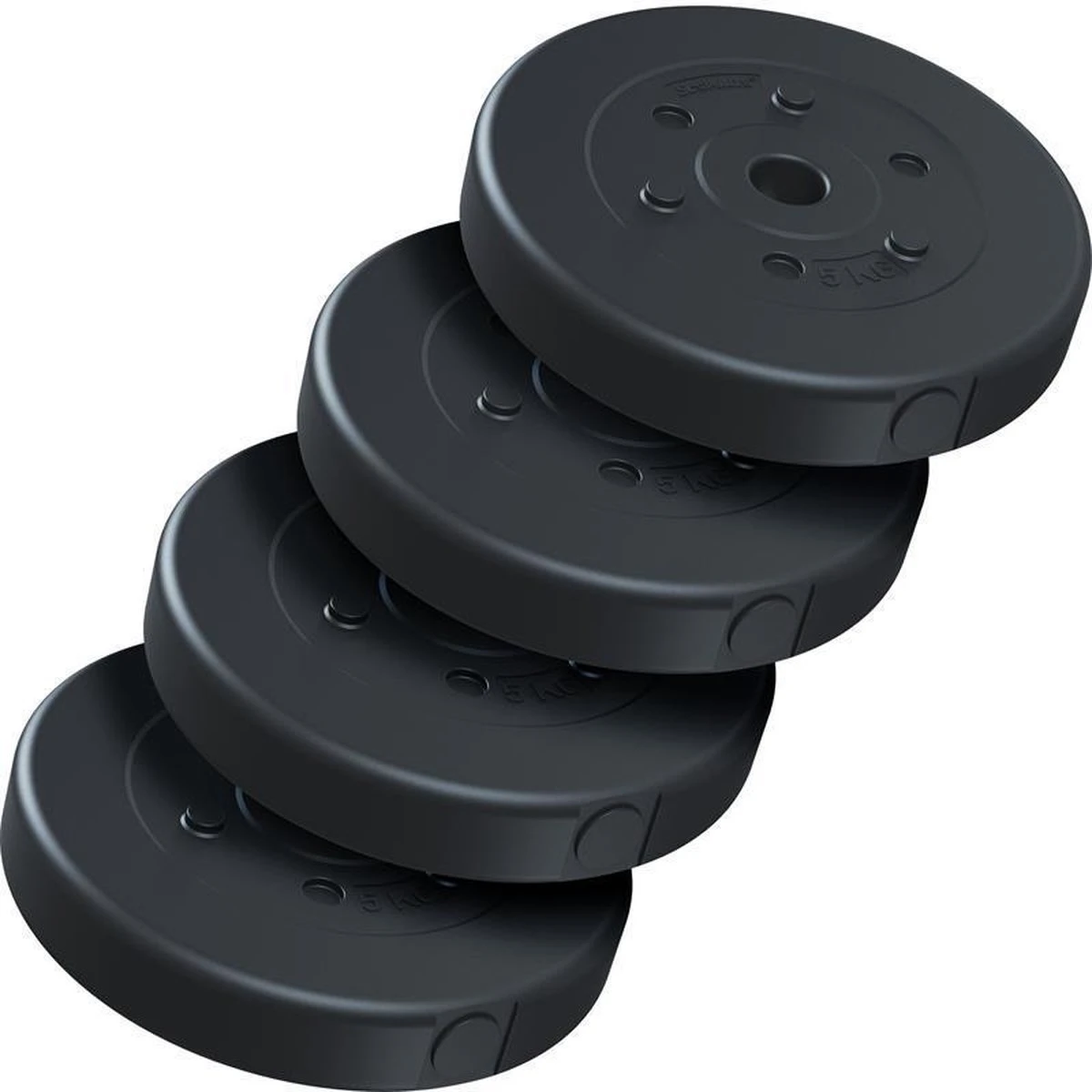ScSPORTS® Gewichten Set 20 KG - Kunststof - 4 X 5 Kg - 30 Mm - Halterschijven 4 ScSPORTS® Gewichten Set 20 KG - Kunststof - 4 X 5 Kg - 30 Mm - Halterschijven - Afbeelding 2